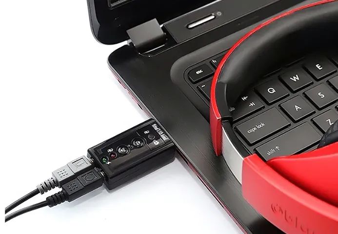 Placa de Som USB 7,1 3D Externa para conectar Headsets,  Headphones e Microfones