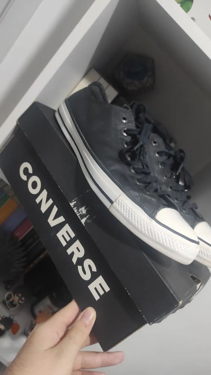 Converse ALL star couro preto - Foto 3