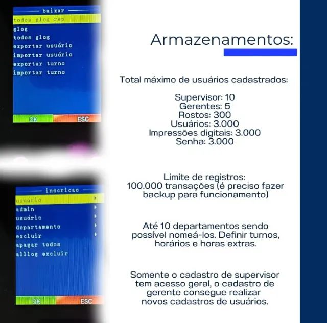 Máquina Relógio Ponto Biométrico e facial Eletrônico Digital  - Foto 5