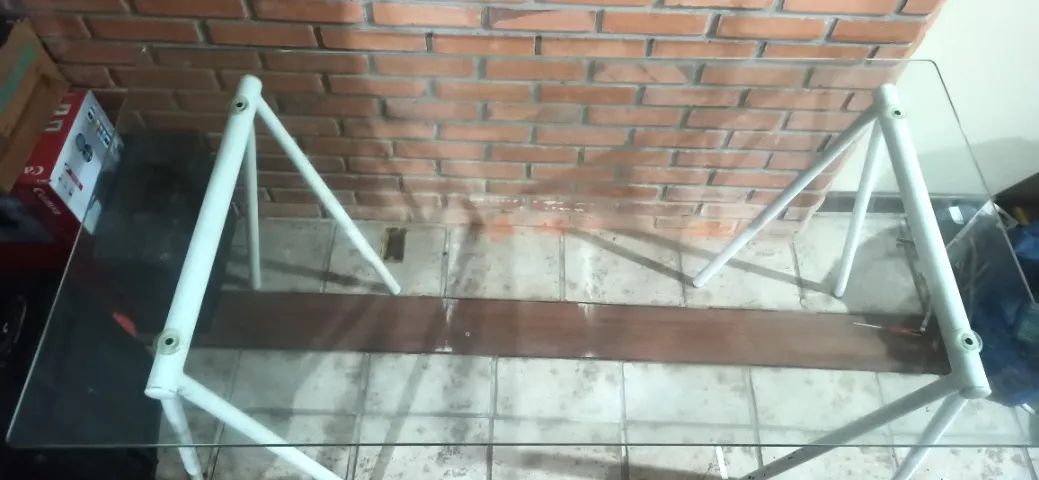 Mesa de vidro 140×70 cm - escrivaninha / mesa de jantar 4 lugares