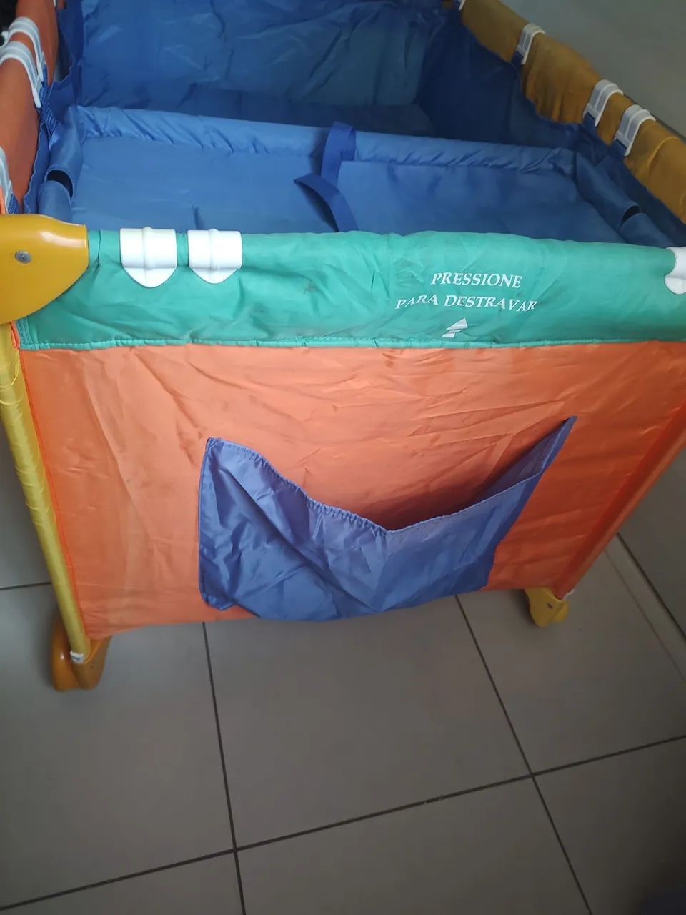 Berço, chiqueirinho, trocador de fralda, colorido, desmontável, em nylon, - Foto 5