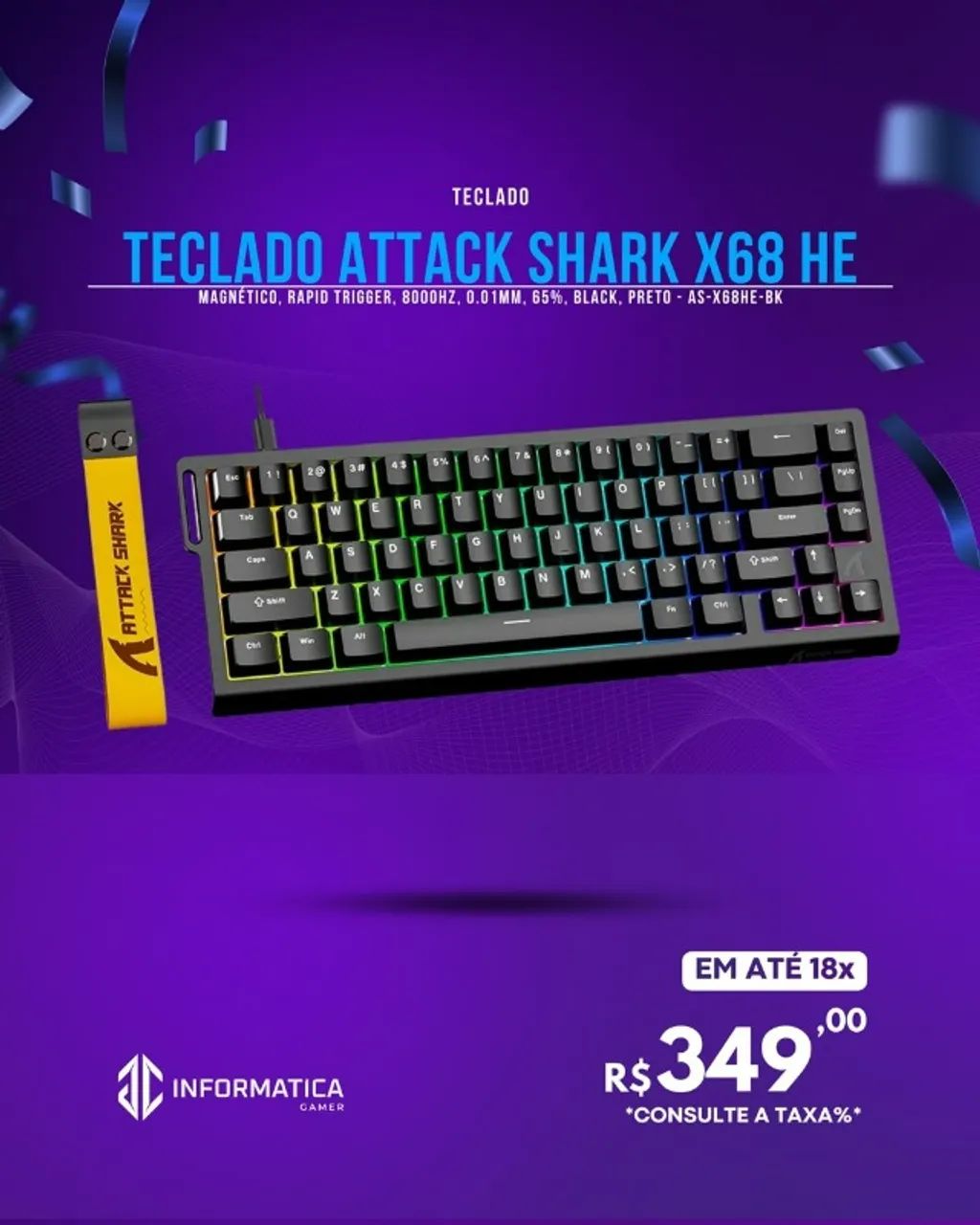 TECLADO ATTACK SHARK X68 HE