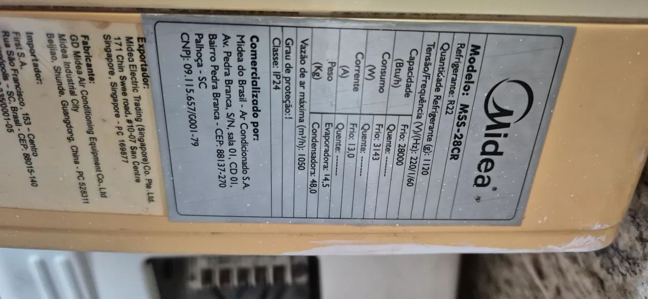 Ar condicionado 28000 BTUS MIDEA MOD. MSS 28CR - Foto 5