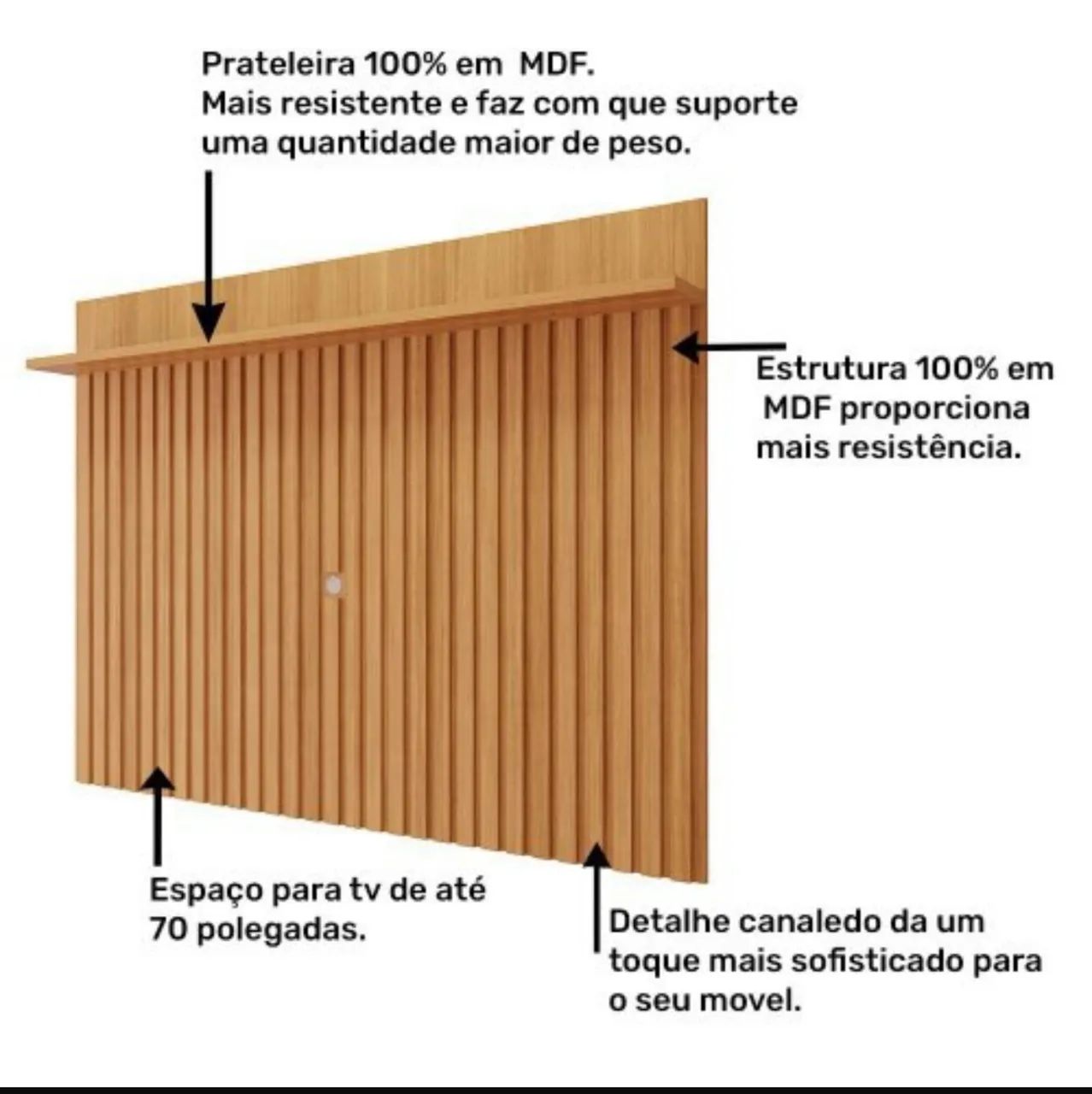 Bancada Moema + painel trend 100% MDF Ideal para TVs 70 - Foto 2
