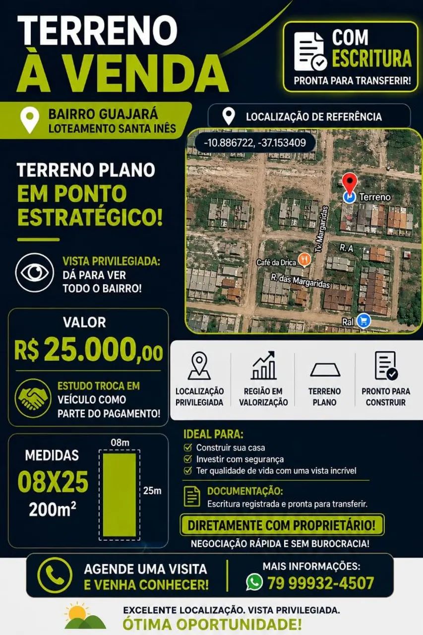 Terreno vendo aceito carro como parte de pagamento 