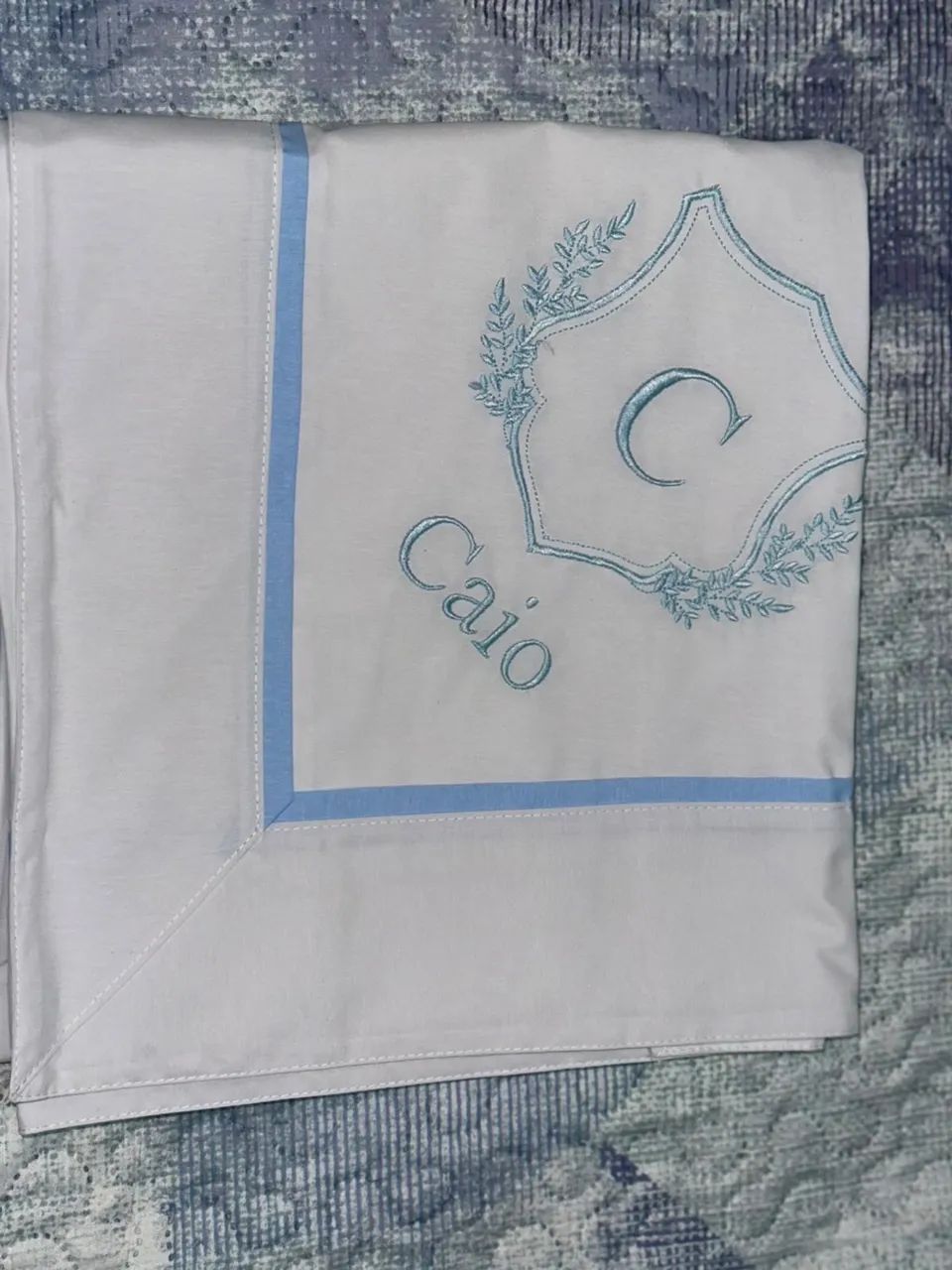 Kit berço maternidade azul bebê com nome CAIO 