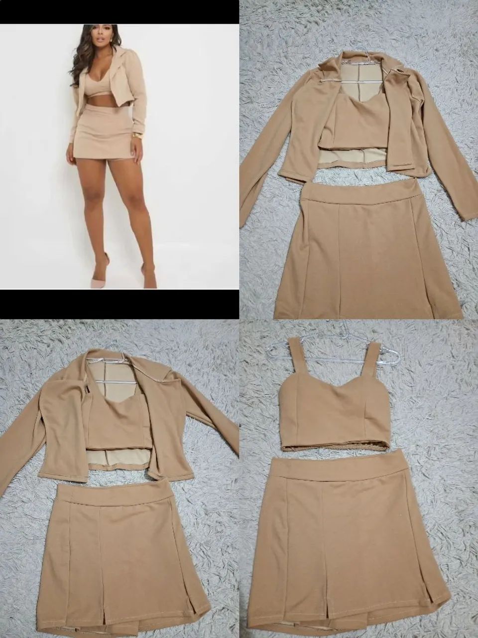 Trijunto(Cropped+ Short saia+Blazer)