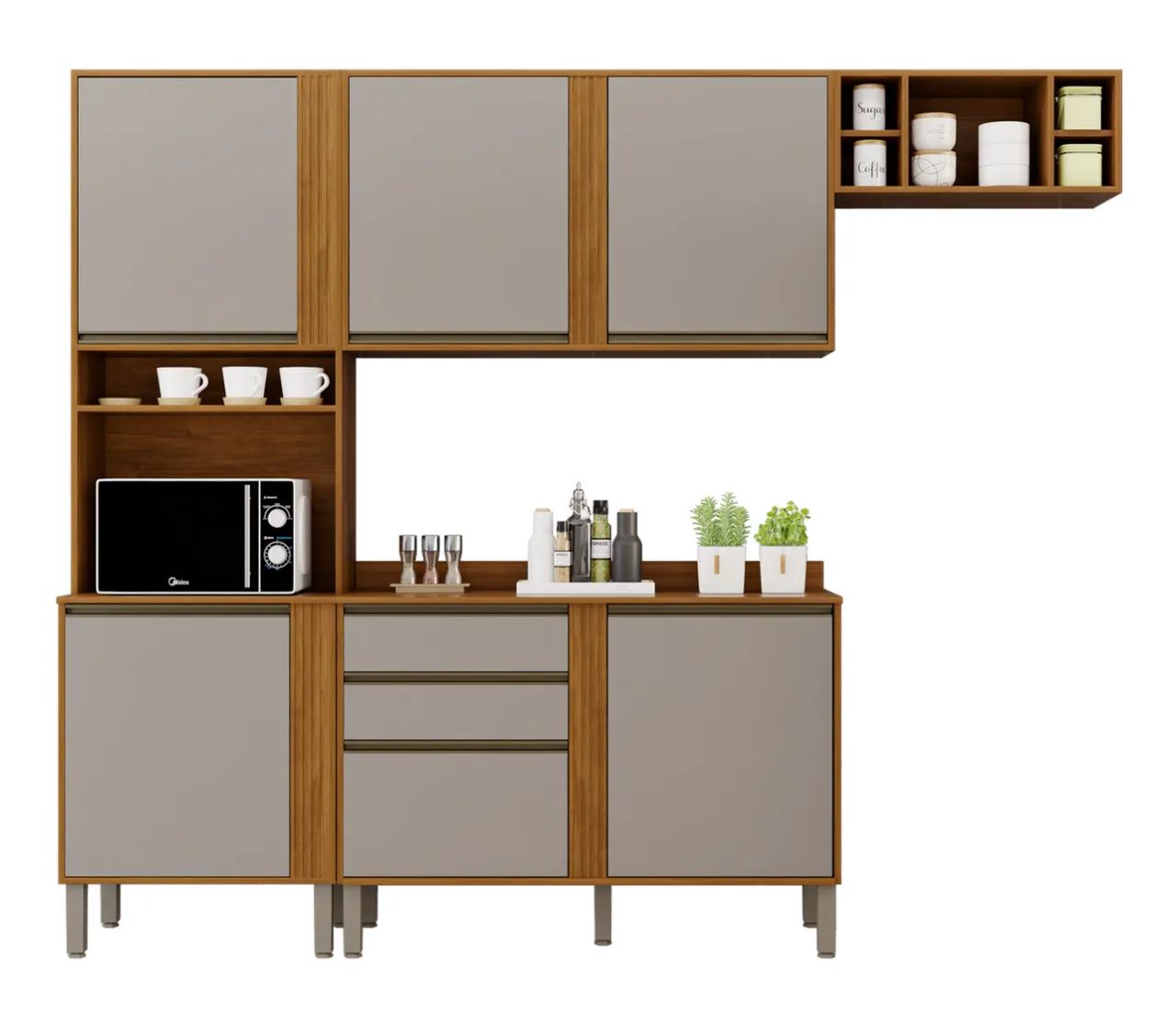 Cozinha Modulada Siena 4 Peças Cinamomo e Off White - Foto 3