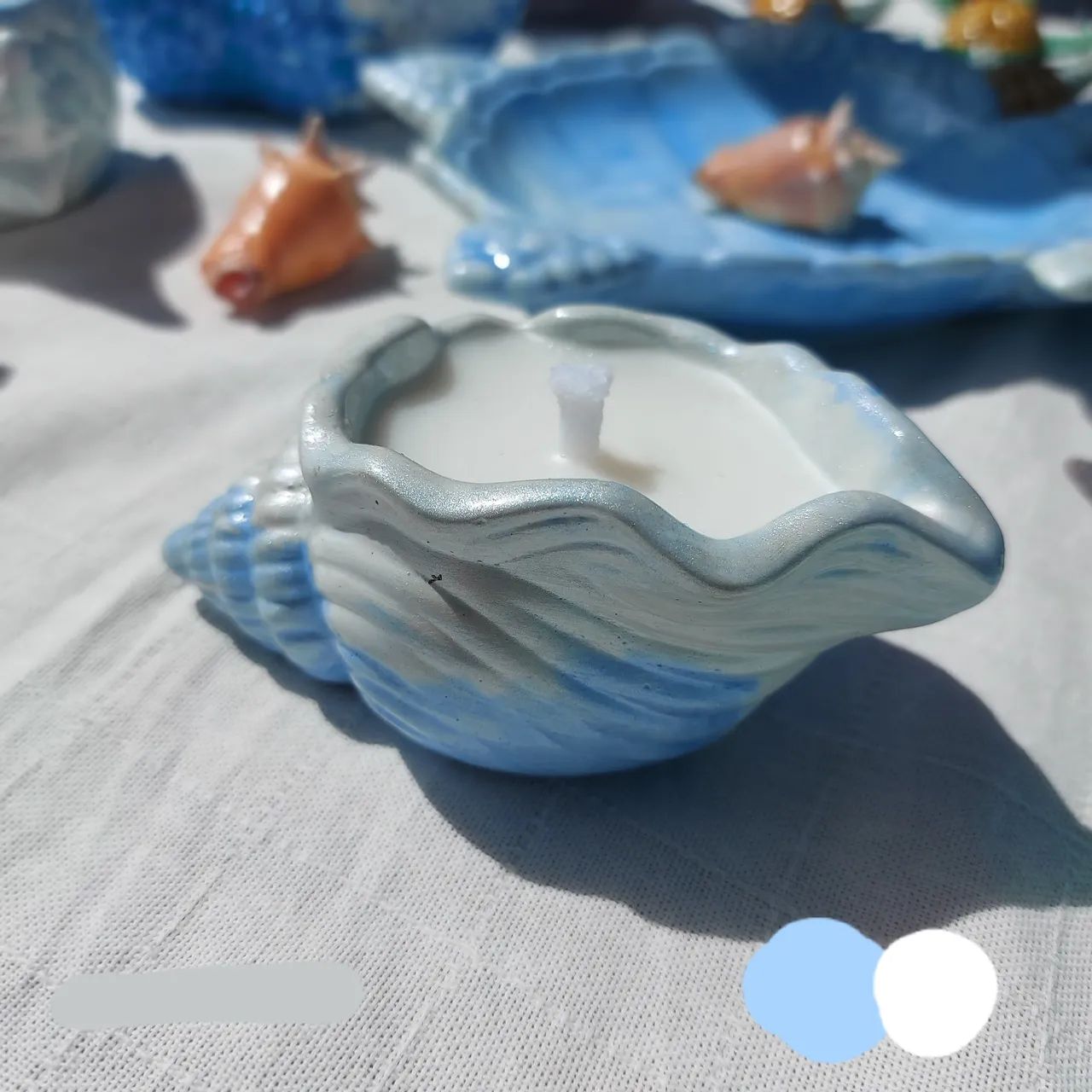 Vela aromática concha azul 