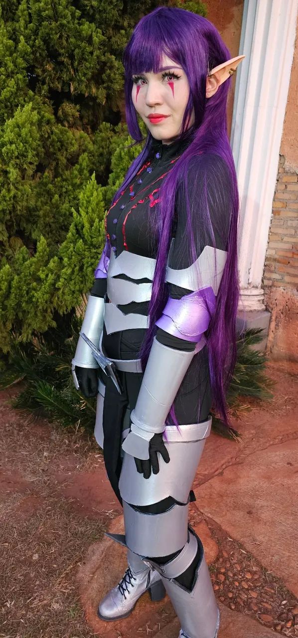 Peruca Roxa de cosplay longa 80cm - Foto 2
