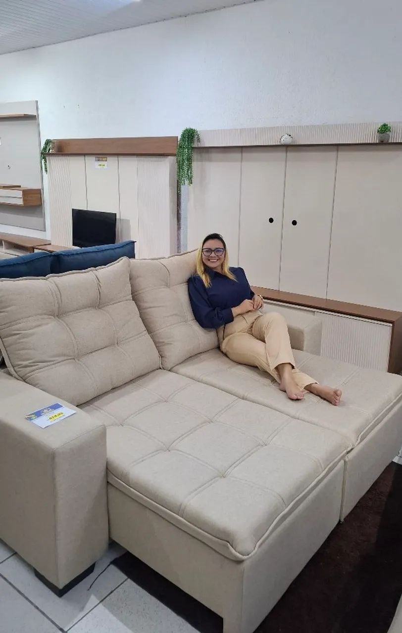 Sofa Retratil e reclinável 2.10M no linho