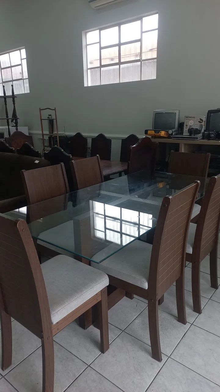 Mesa de Jantar com Tampo de Vidro 6 cadeiras - Foto 3