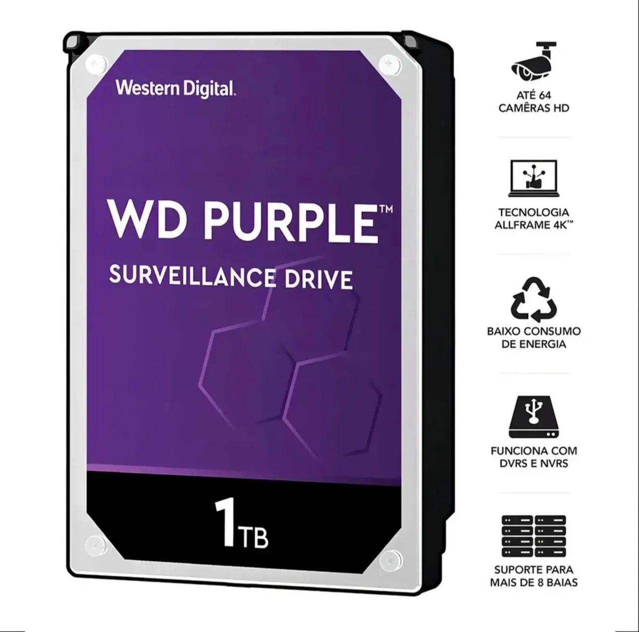 Hd De 1 Tera Sata Para Cftv Purple Western Digital Intelbras Cor Roxo
