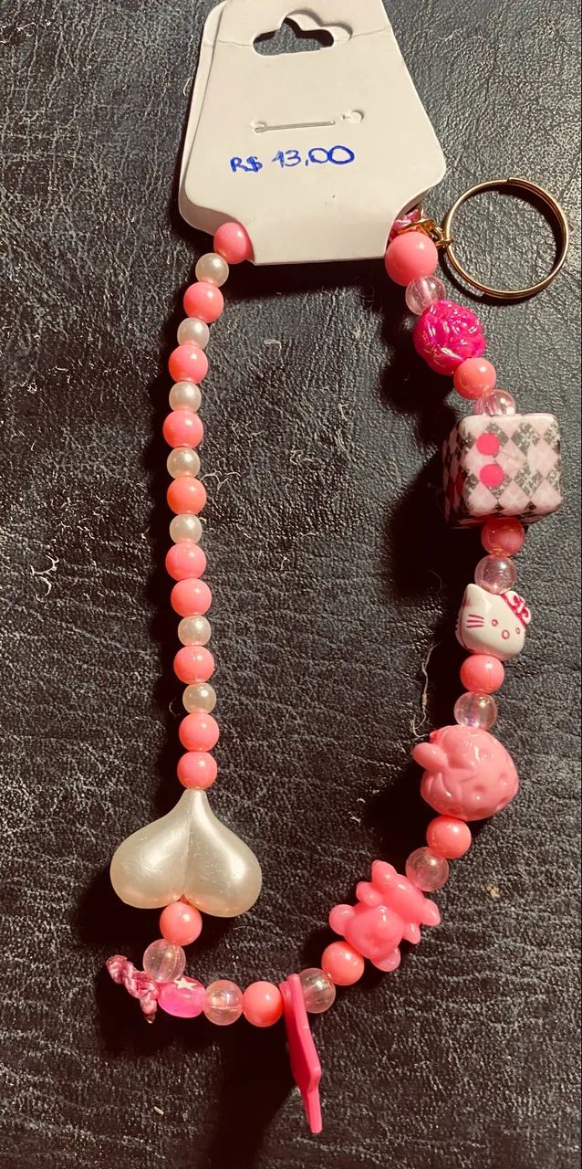 Chaveiro rosa de miçanga ? - Foto 2