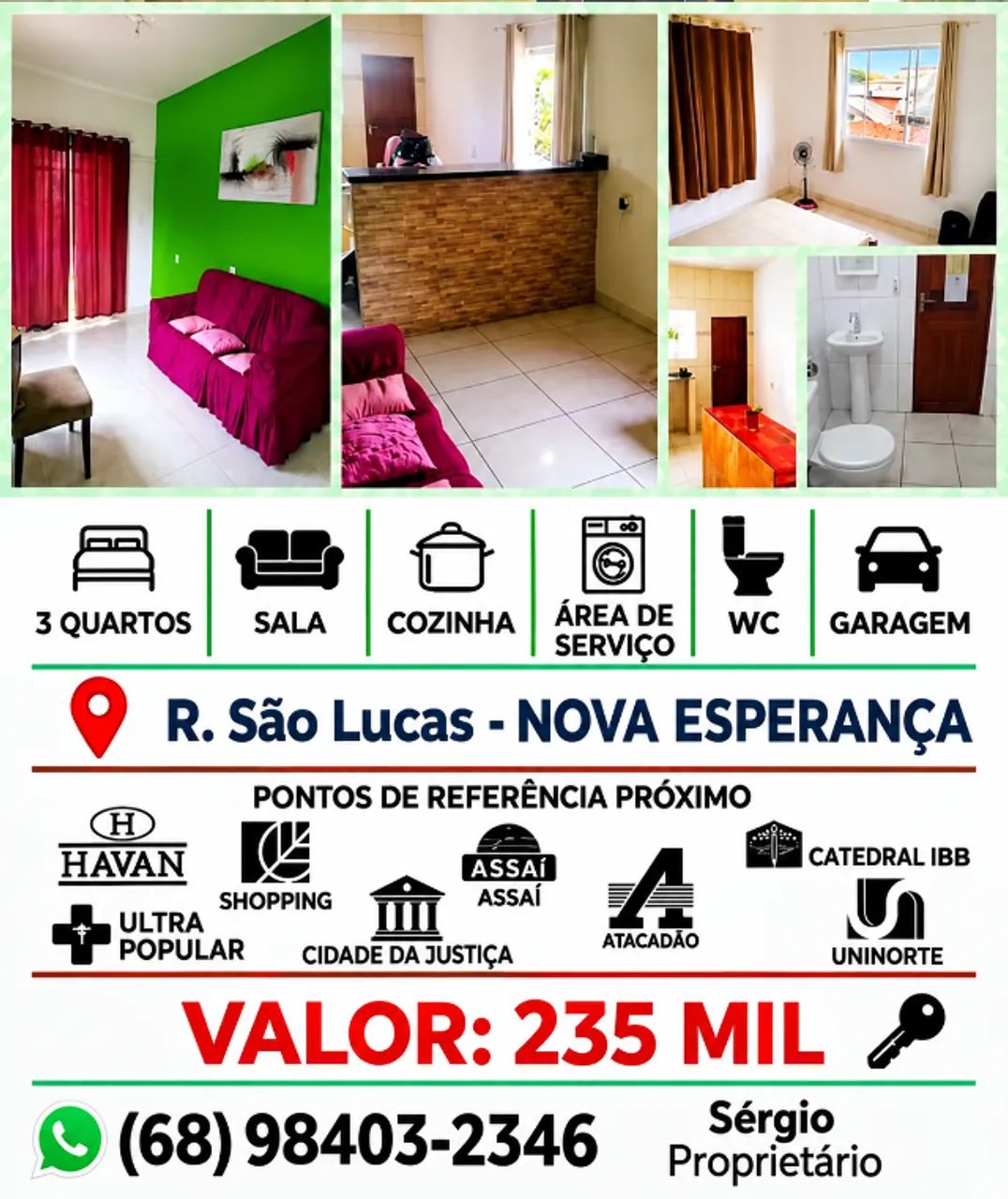 Vendo Casa 3 Quartos - Nova Esperança 