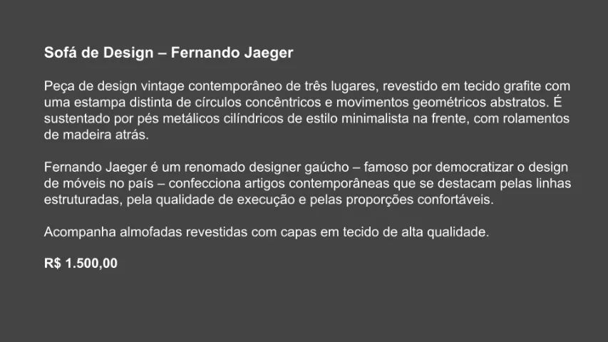 sofá de design Fernando Jaeger