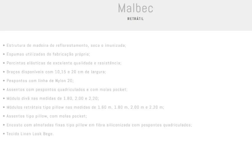 ESTOFADO SOFÁ MALBEC RETRATIL COM DIVÃ 2,70mt - Foto 4
