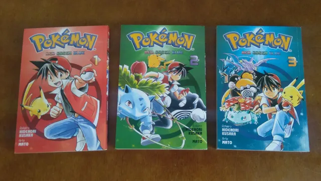 POKÉMON FIRERED E LEAF GREEN N°: 01, 02, 03 NOVO LACRADO PANINI MANGÁ PT BR