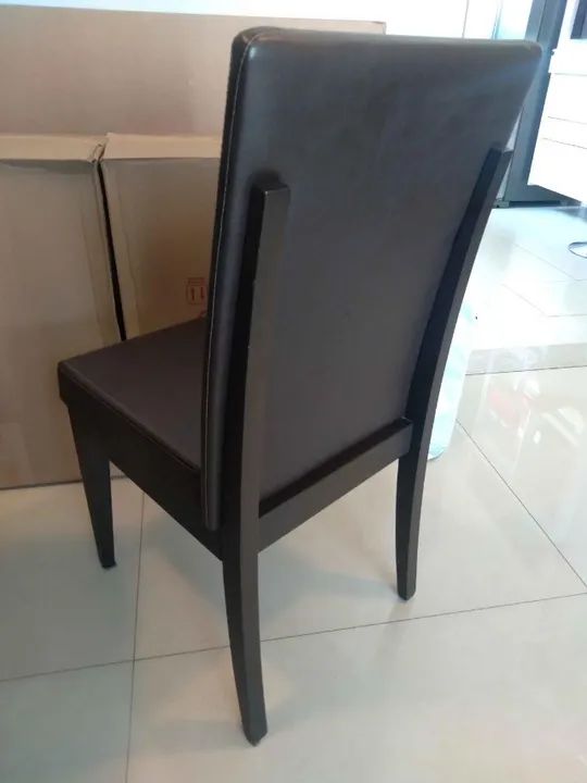 Cadeira de Jantar Fixa em MDF / Couro Marrom 95 cm x 47 cm x 49 cm - Foto 2