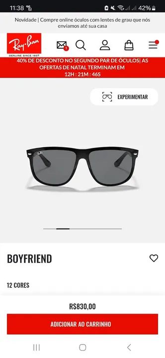Óculos de Sol Ray-Ban Masculino  - Foto 6