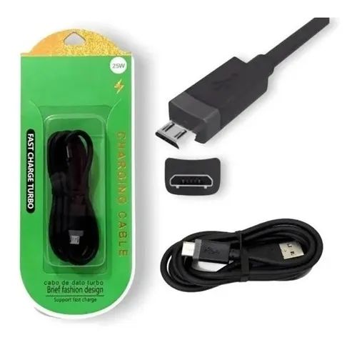Cabo Carregador USB 25w - V8 ou Tipo C Fast charge - 1m - Foto 2