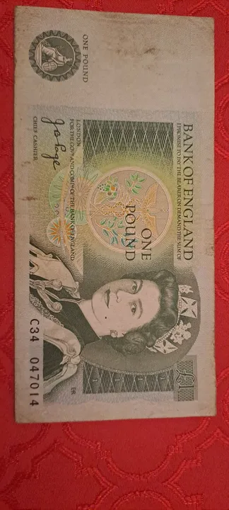 Nota 1 pound Rainha Elizabeth