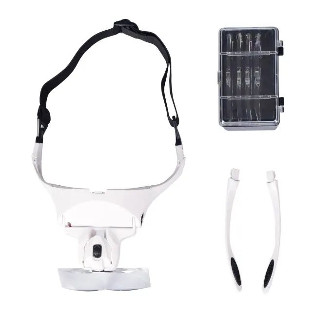 lupa oculos branco com 5 lentes com led zk33452 - Foto 2