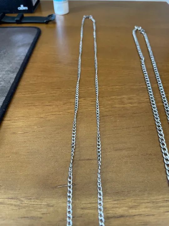 Kit 1 corrente de aço inox + 1 corrente banhada a prata - Foto 3