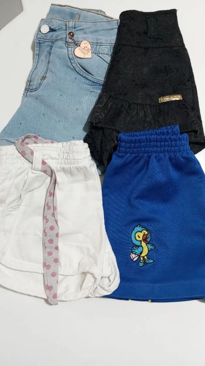 Lote 04 Shorts feminino infantil Tam.06