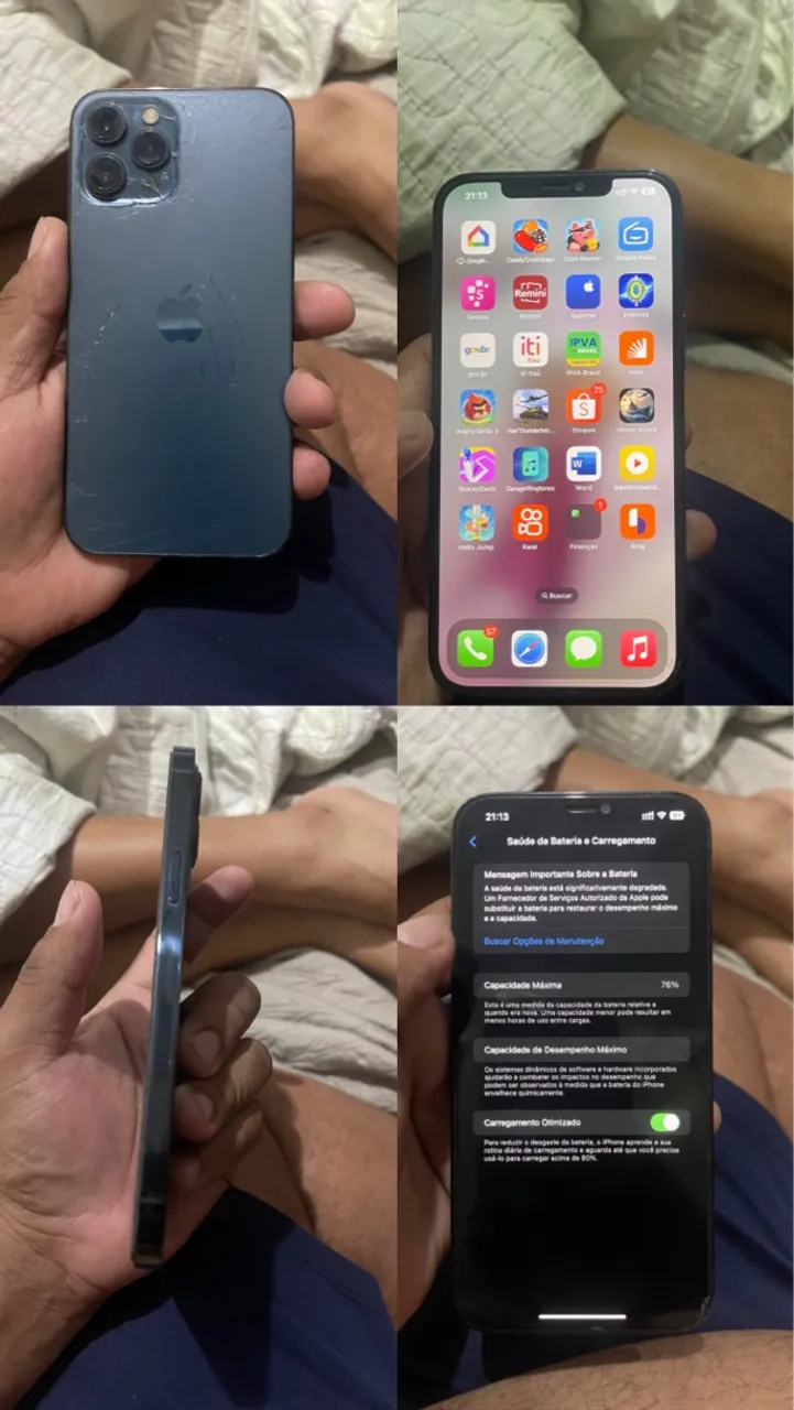 Vendo iPhone 12 Pro Max com traseira trincada