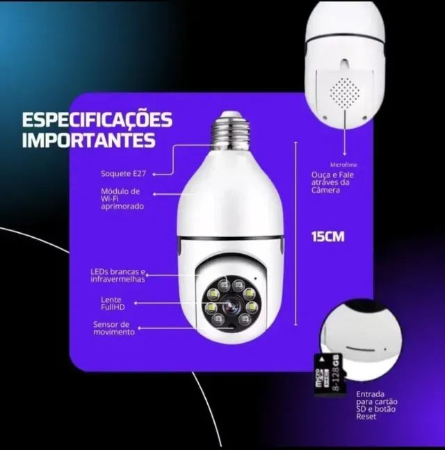 Câmera de Segurança Wi-Fi com Visão Noturna - Foto 2