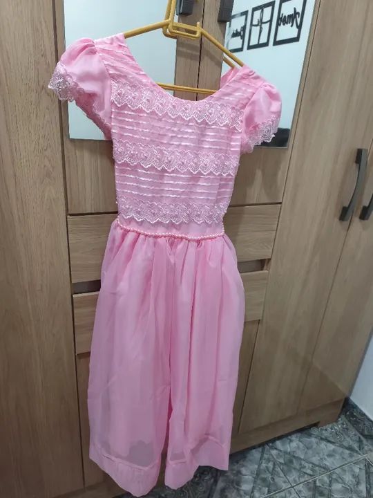 Vestido Infantil Rosa com Renda