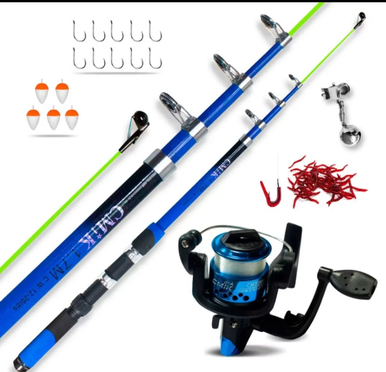 Kit Pesca Infantil - Vara Telescópica + Reel + Linha + Iscas - Foto 5