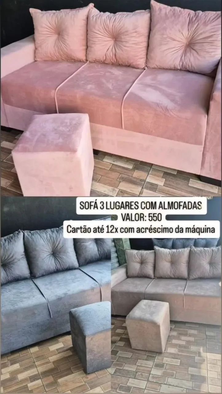Sofá 3 Lugares com Almofadas - Conforto e Estilo!