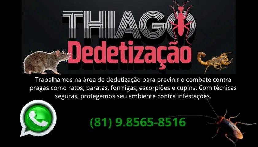Dedetização de baratas, ratos, formigas, escorpiões