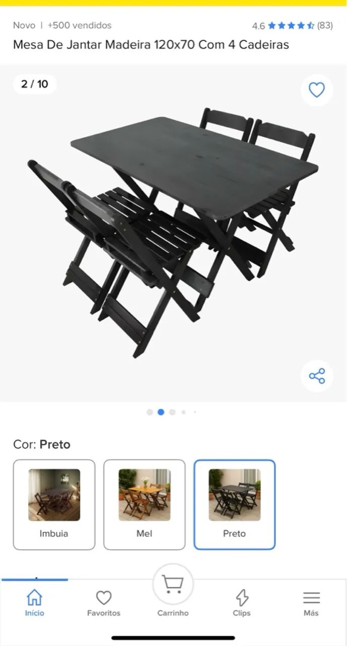 Mesa de Madeira 120x70 dobrável 