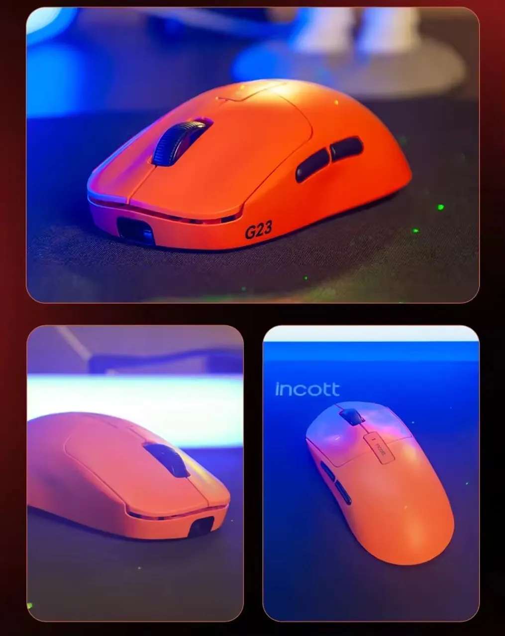 Mouse Gamer sem Fio Incott G23 Laranja