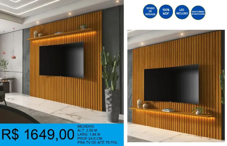 Painel ripado com luz de led - compre hoje e receba amanhã 