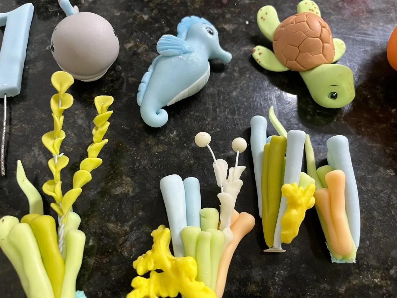 Biscuits pra bolo fundo do mar Polvo, baleia, cavalo marinho, tartaruga, vela 1 ano