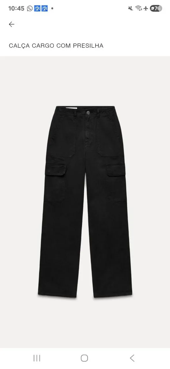 Calça Cargo Preta com Presilha zara