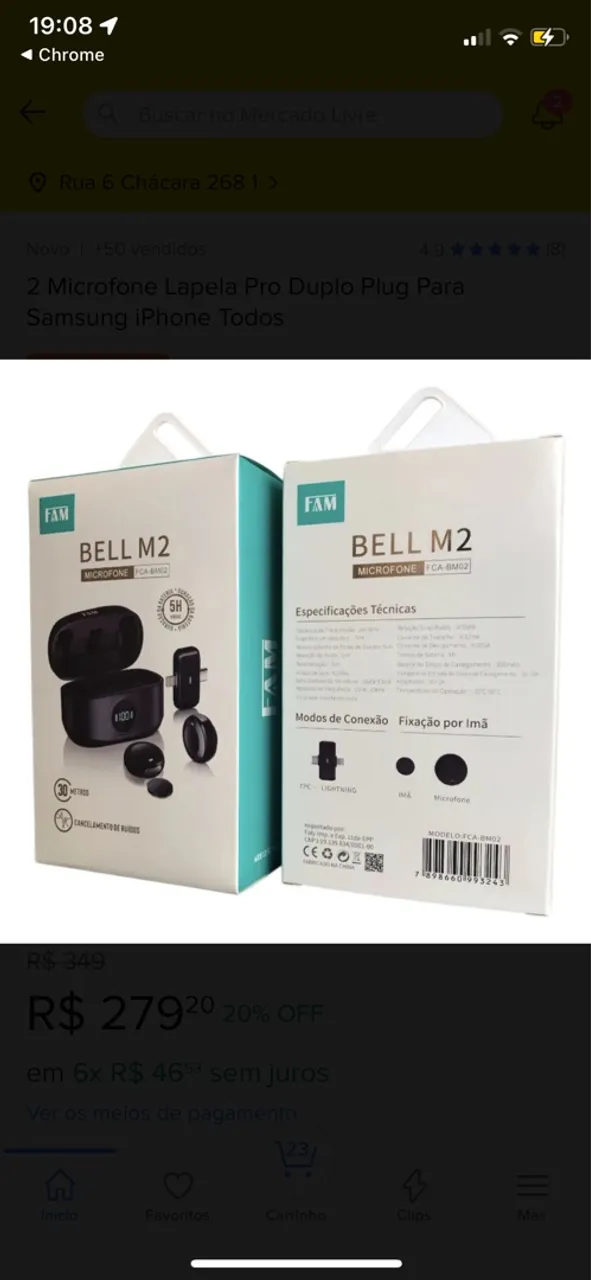 Microfone Lapela Pro Duplo Plug para Samsung iPhone