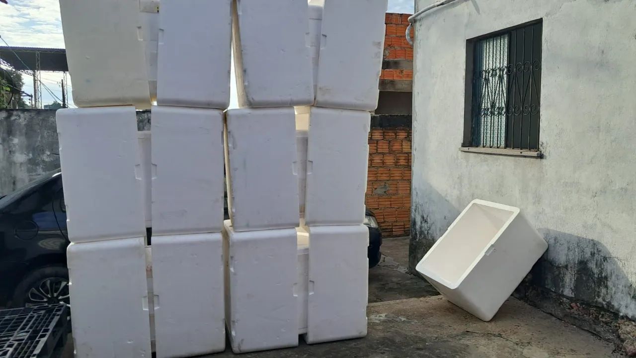 Caixas térmicas de isopor, caixas de plástico empilhável, excelente para organização  - Foto 2