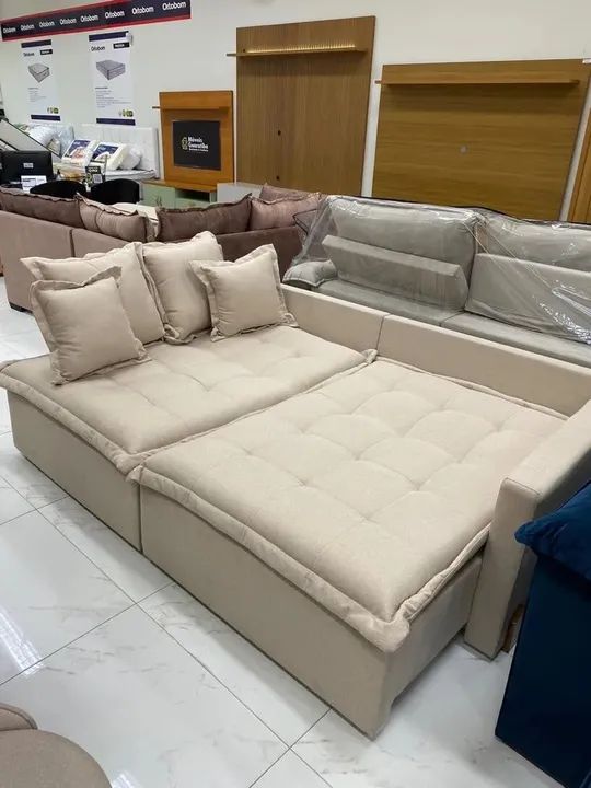 Sofá Cama Retrátil Zoe 2,20 m Linho Cru tt432 - Foto 3