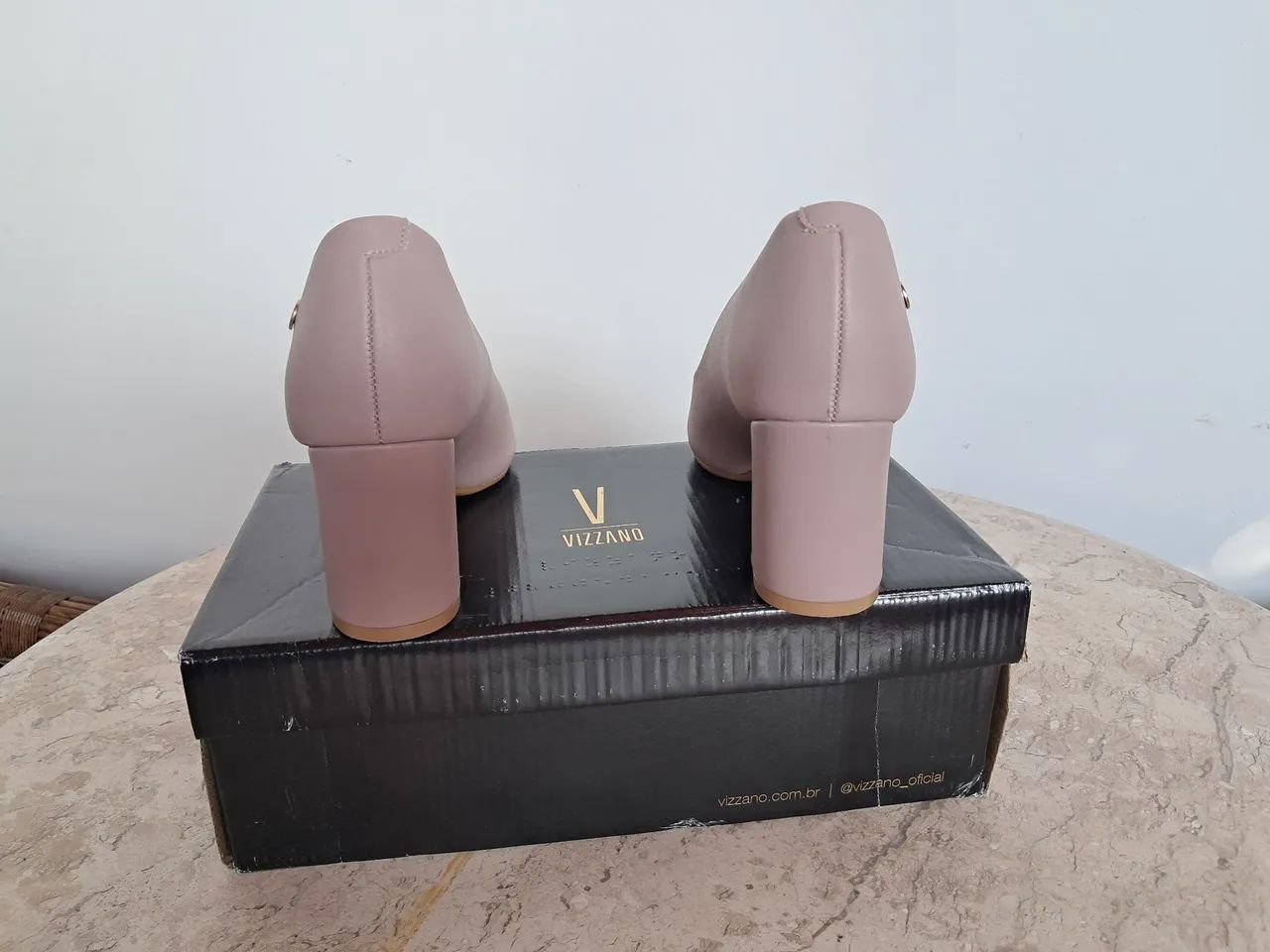 Scarpin Vizzano nude taupe Rosa Claro - Salto Bloco  bico fino - Foto 2