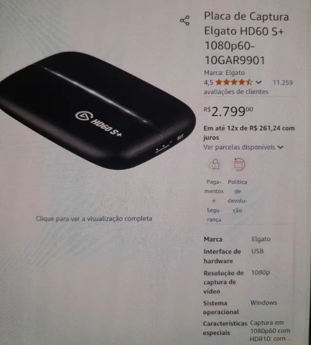 Placa de Captura Elgato HD60 +  - Foto 5