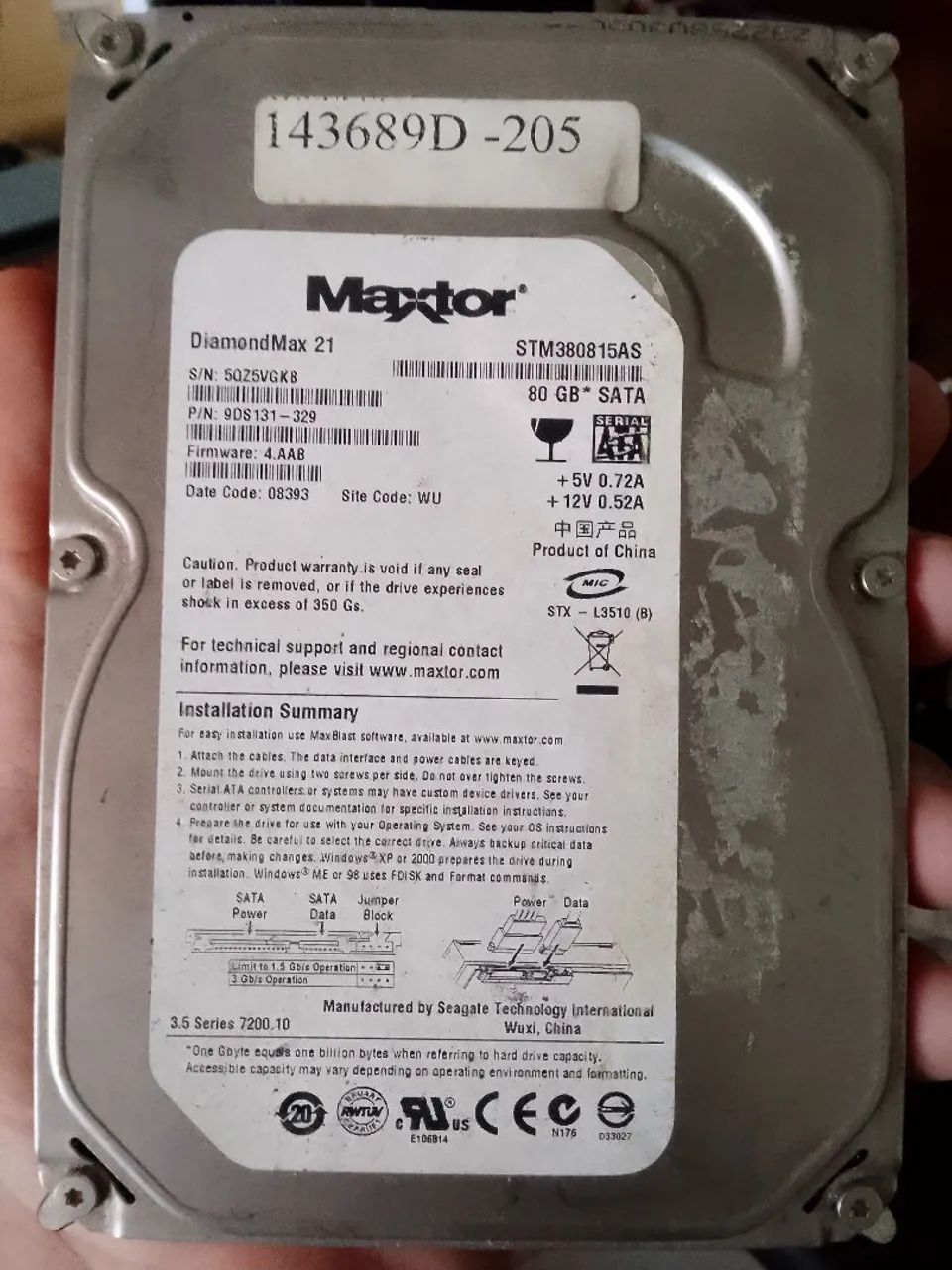 HD Maxtor 80 giga sata