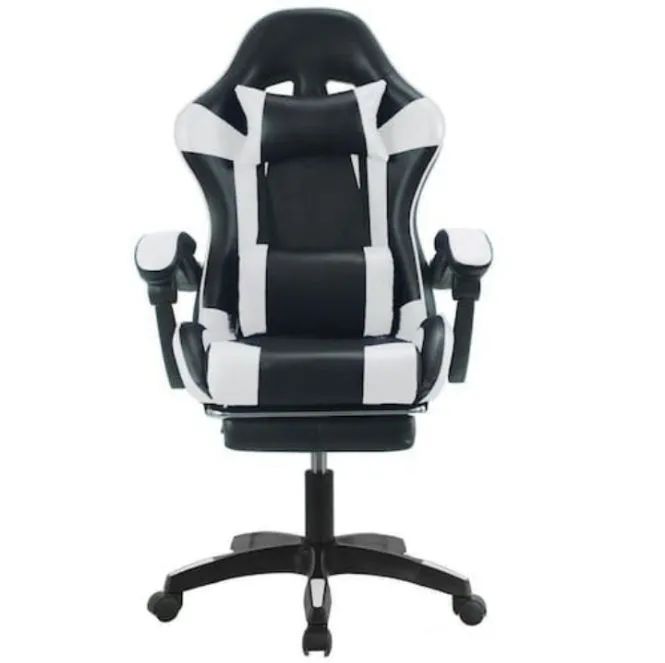 Cadeira Gamer Nova com Descanso para os Pés - Branca e Preta - Foto 2