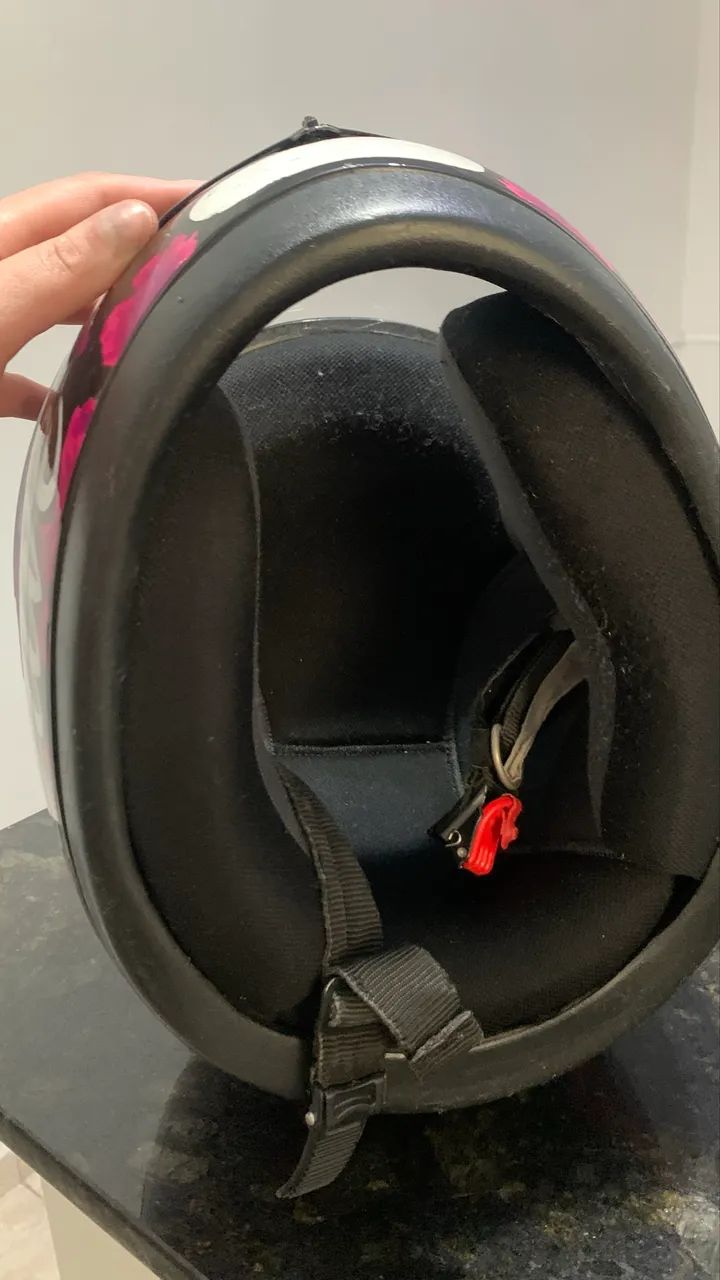 Capacete Feminino Fly Drive (rosa com preto) usado  - Foto 4