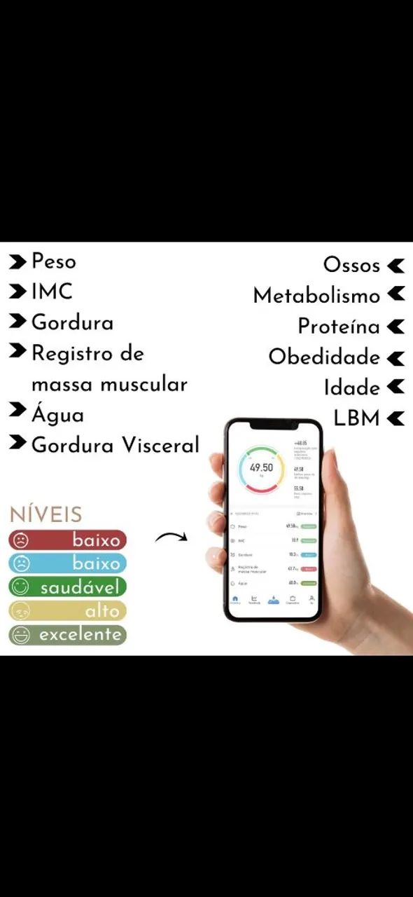 Balança Digital Smart com Monitoramento Corporal - Foto 4