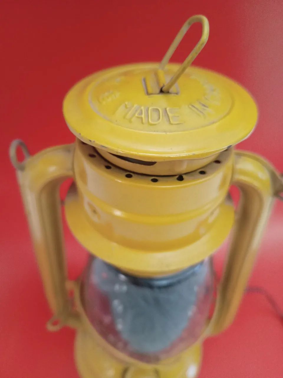 Lamparina antiga antiguidade amarela com fio de led - Foto 2